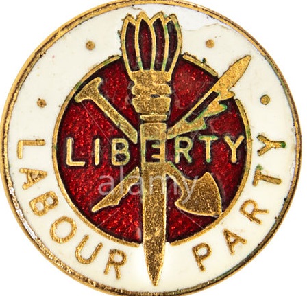 CX4JE5 Rare 1940's vintage UK Labour Party enamel badge, featuring the Liberty logo which was used until 1983